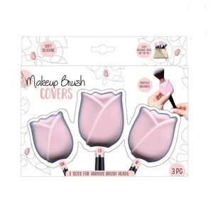 3pcs Silicone Makeup Brush Covers - Pink
